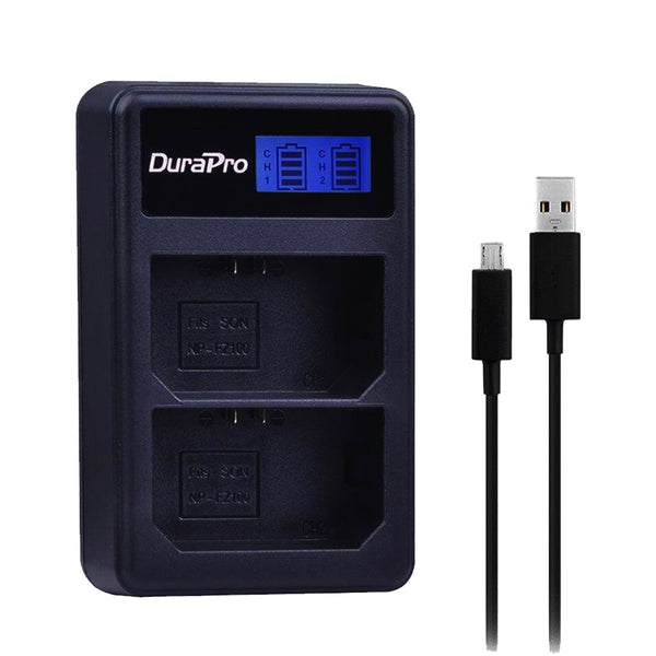 DuraPro 1pc LCD Dual USB Charger for Sony NP-FZ100 NP FZ100 BC-QZ1 Alpha 9 Alpha 9R Sony Alpha 9 S Digital Camera