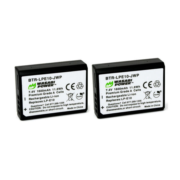 Wasabi Power Battery for Canon LP-E10 (2-Pack) and Dual Charger and for Canon EOS 1100D, 1200D, 1300D LPE10