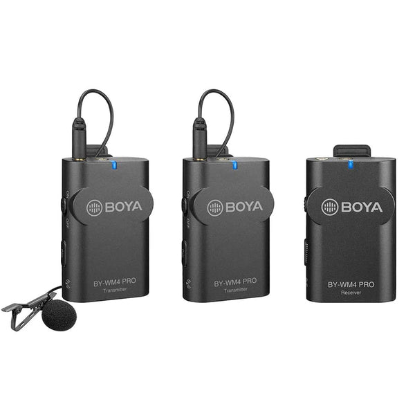 BOYA BY-WM4 Pro K2 Microphone Portable 2.4G Wireless Microphone System(Dual Transmitters + One Receiver) with Hard Case for DSLR Camera Camcorder Smartphone PC Tablet Sound Audio Recording Interview