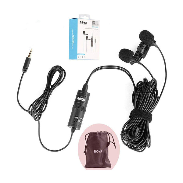 BOYA BY-M1DM Dual Omni-directional Lavalier Mic with a Single 1/8 Stereo Connector for Smartphones DSLR Cameras Camcorders