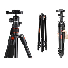 K&F Concept 62'' DSLR Tripod, Lightweight and Compact Aluminum Camera Tripod with 360 Panorama Ball Head Quick Release Plate for Travel and Work TM2324
